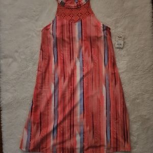 Girls High Neck Crochet Swing Dress